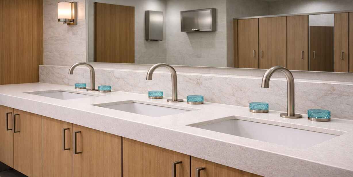 Fontana CrestaFlow brushed nickel bathroom vanity faucet 3 hole widespread dual-handle